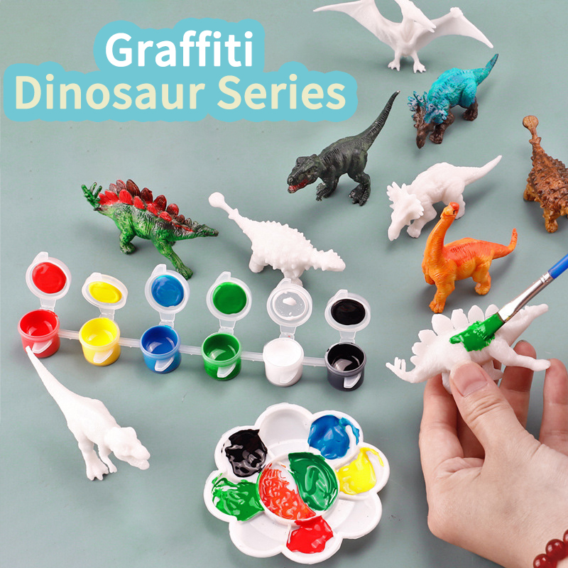 6pcs/8pcs, DIY Coloring Dinosa - Puzzle Blank White avaliação e preço