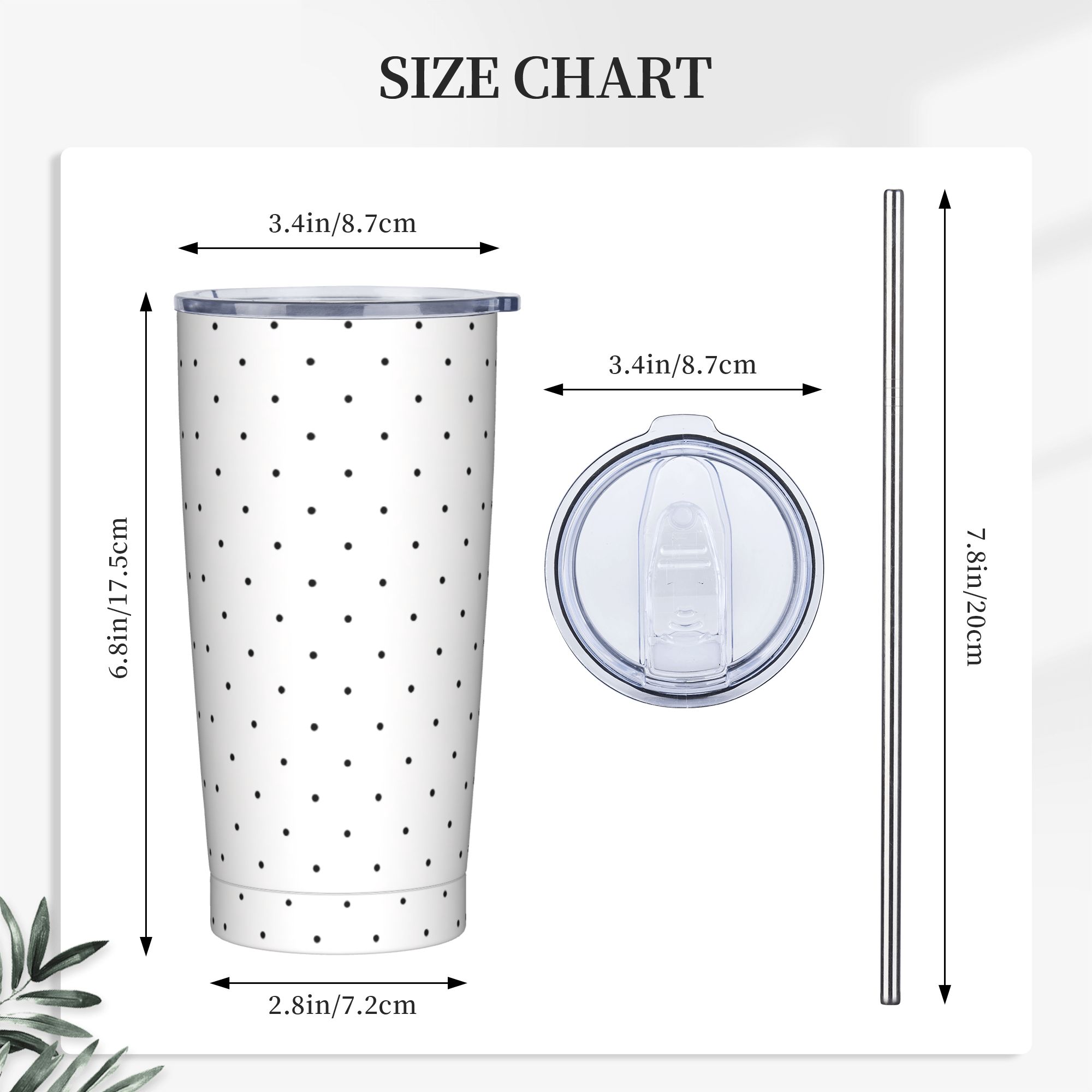 Black & White Polka Dot Patter - Tumbler 20Oz White avaliação e preço