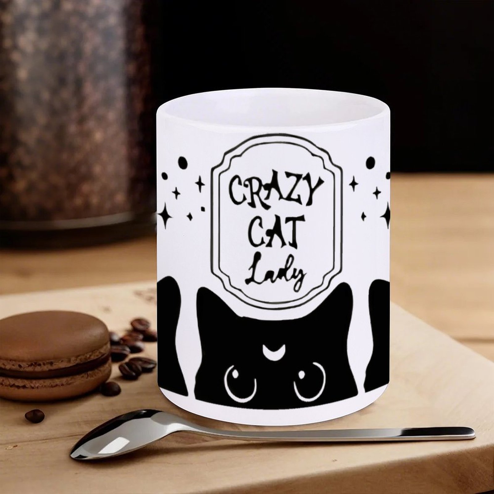 Three Black Cats With Crescent - Sublimation Mug White avaliação e preço