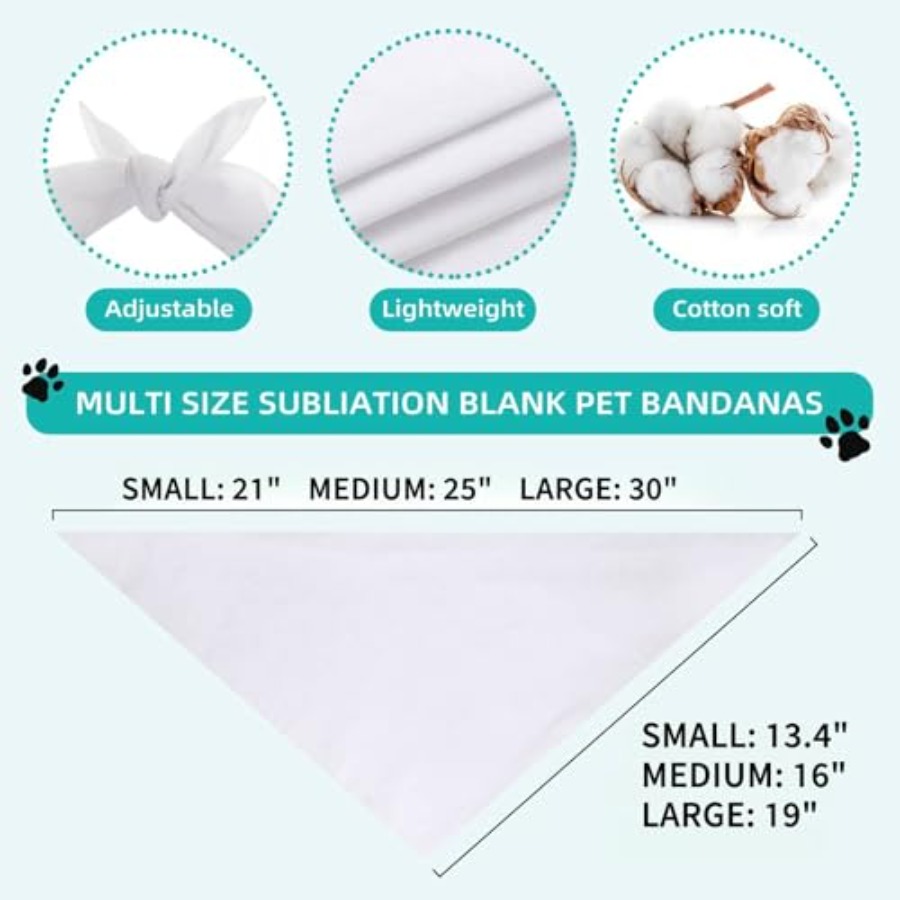 Blank Dog Bandanas Large-1PCS, - Bandana Blank White avaliação e preço