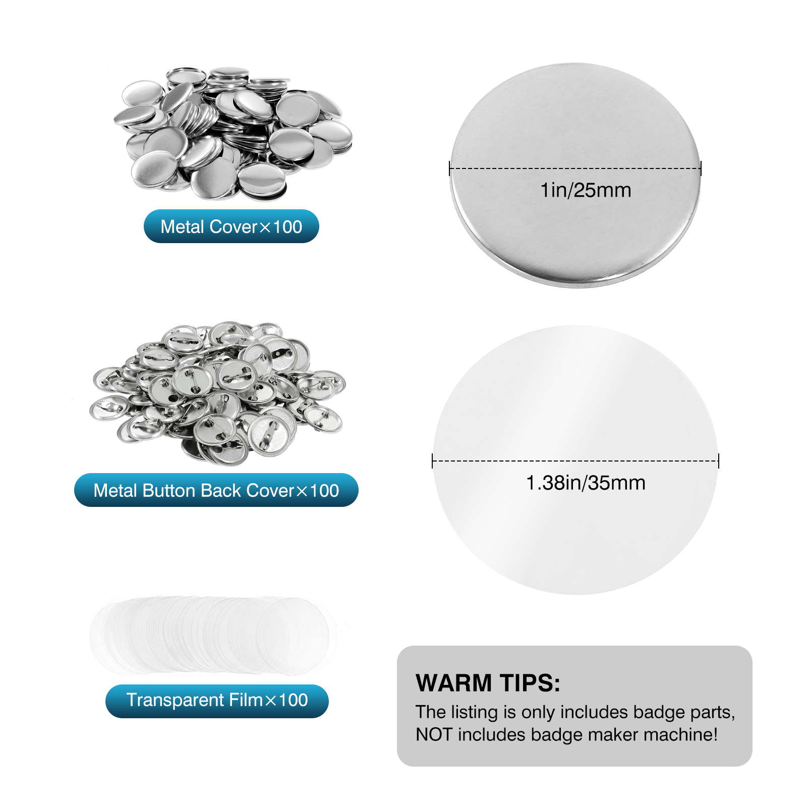 100Pcs Mini DIY Round Mirror M - Button Badge Blank avaliação e preço