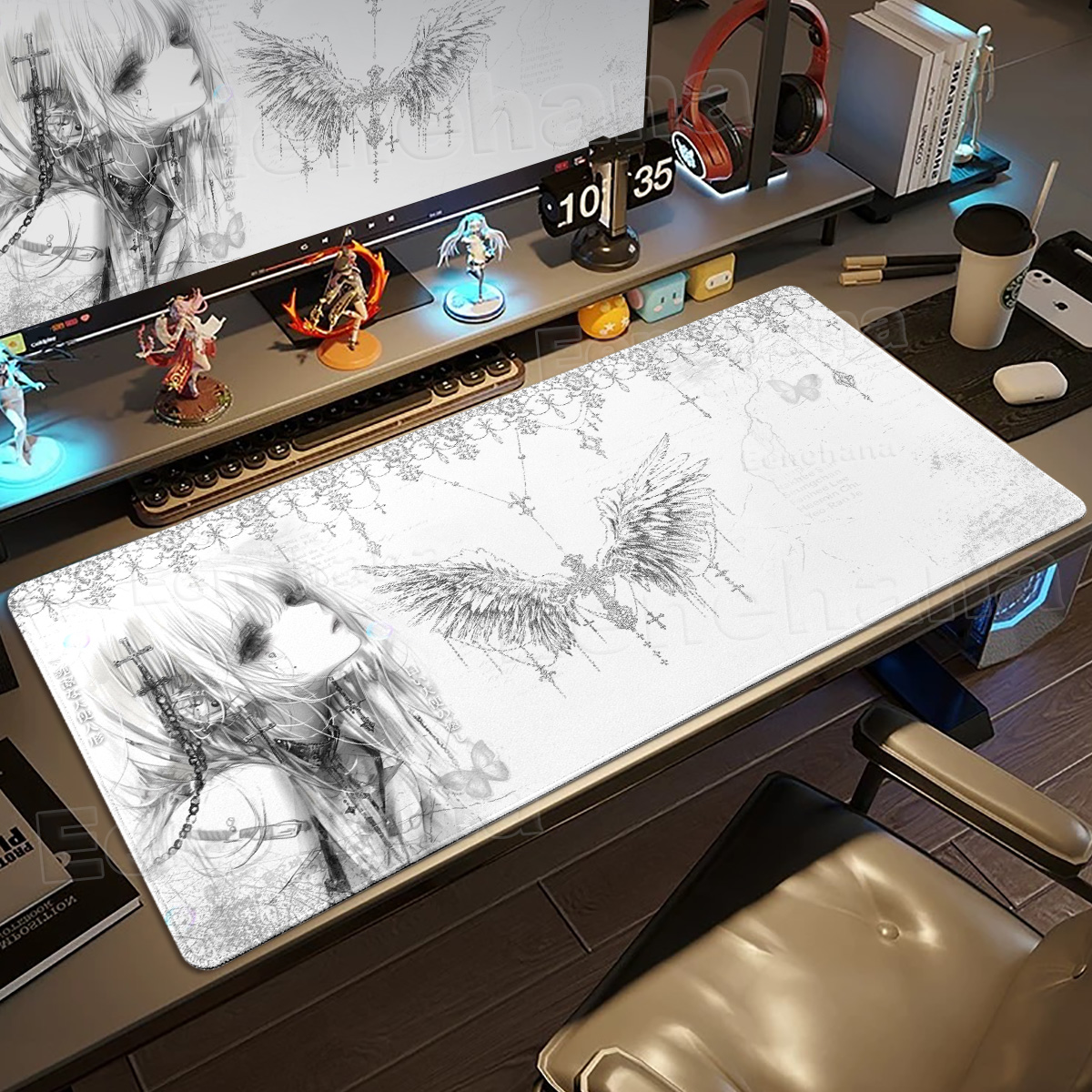 Black White Angel Mouse Pad La - Mouse Pad Blank Sublimation avaliação e preço