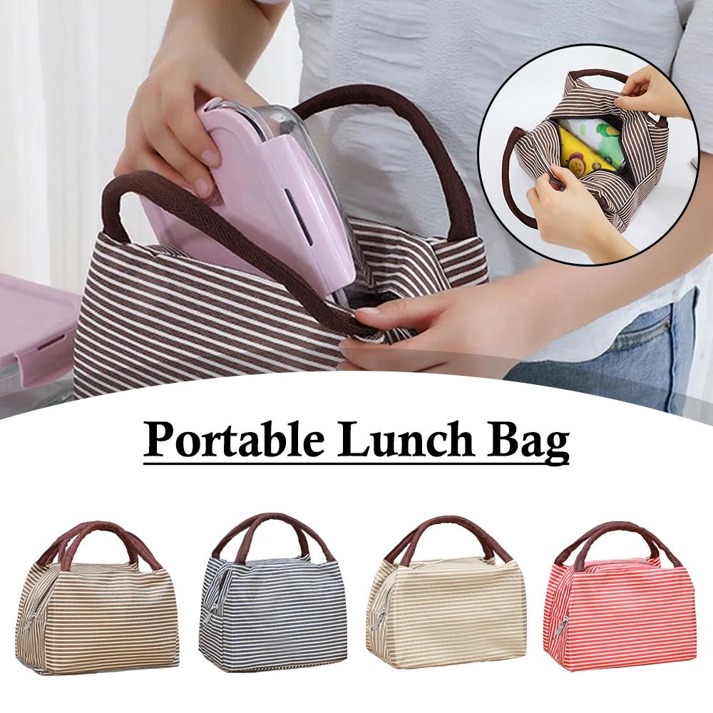 Striped Insulated Lunch Bag Po - Tote Bag Sublimation avaliação e preço