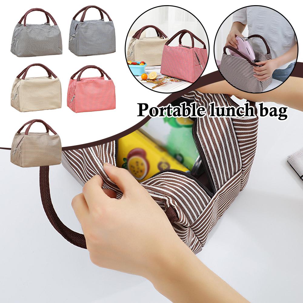 Striped Insulated Lunch Bag Po - Tote Bag Sublimation avaliação e preço