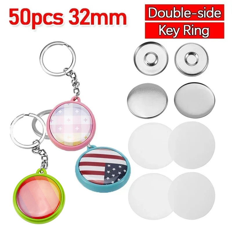 50pcs/Set 32mm Double-side Key - Button Badge Blank avaliação e preço