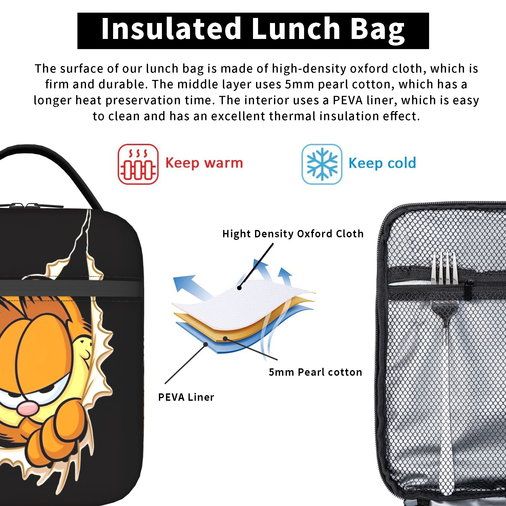 Garfielded Insulated Lunch Bag - Tote Bag Sublimation avaliação e preço