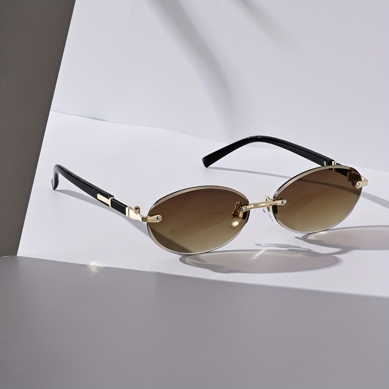 Sexy Small Oval Punk Sunglasse - Metal Photo Panel avaliação e preço
