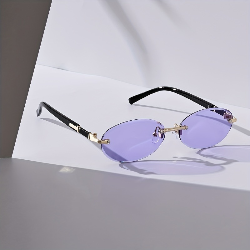 Sexy Small Oval Punk Sunglasse - Metal Photo Panel avaliação e preço
