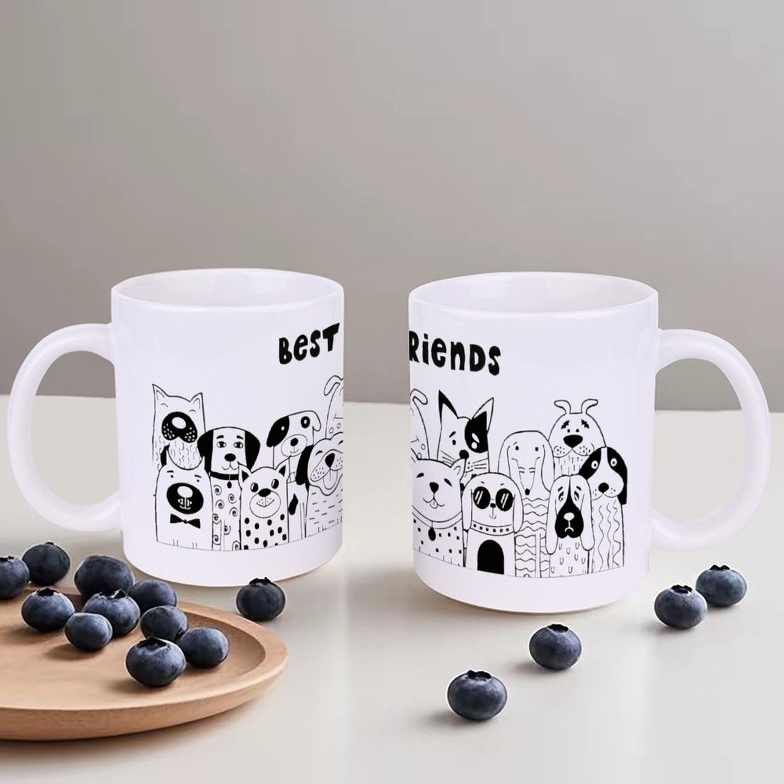 Illustration Of Dogs With The  - Sublimation Mug White avaliação e preço